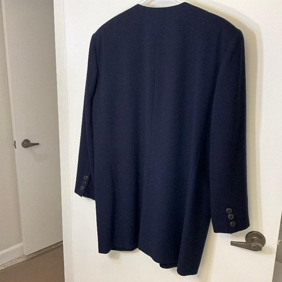 Linda Allred for ELLEN TRACY vintage 90's Navy Blue Blazer 100% wool EUC Size 16 - Picture 8 of 11
